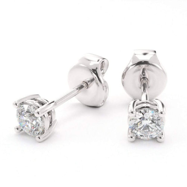 Round Brilliant Diamond Stud Claw Earrings.