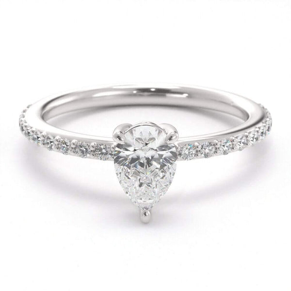Exceptional Pear Shaped, Surface-prong, Diamond Ring.