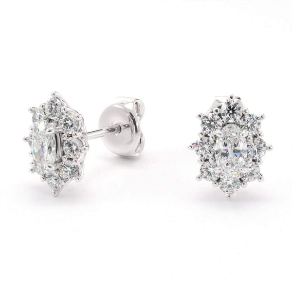 Cluster Halo Diamond Stud Earrings.